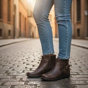 Clarks Nikki Star Brown Leather Ankle Boots Booties Zip Up Women’s 11M NWOB